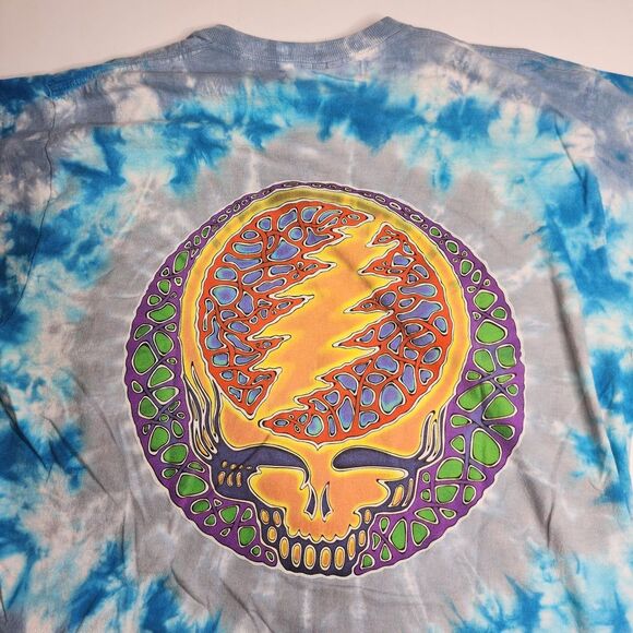 2000 Liquid‎ Blue Grateful Dead Fractal Stealie Blue Tie-Dye Shirt Size Large - Picture 6 of 8